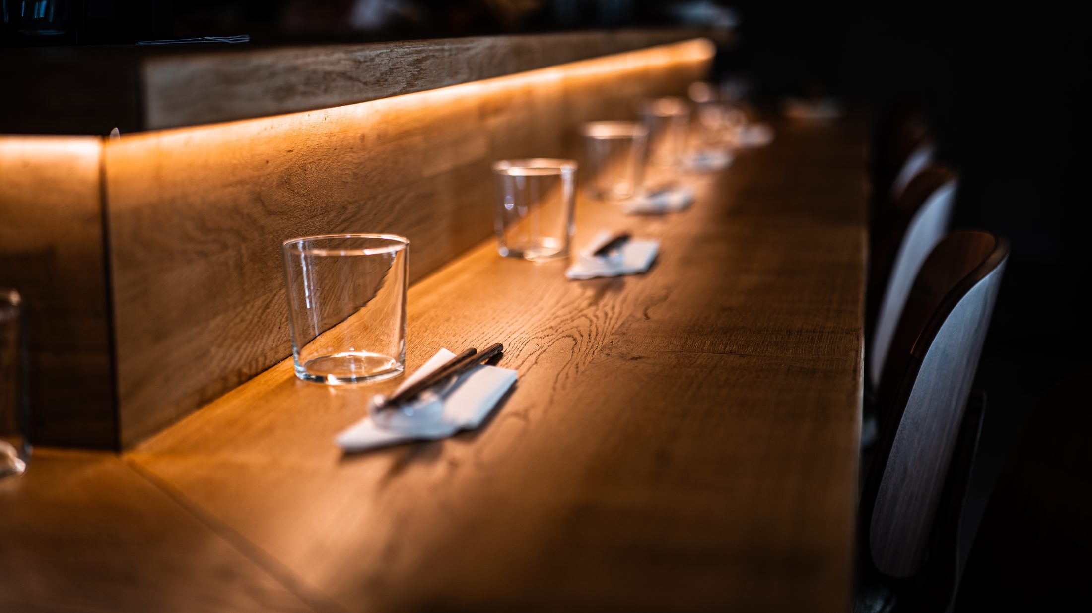 Détail du comptoir en bois